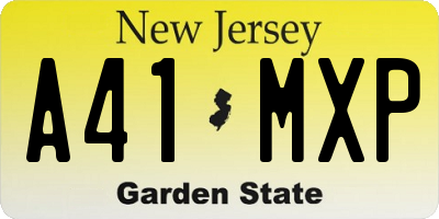 NJ license plate A41MXP