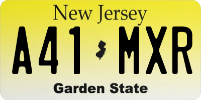 NJ license plate A41MXR