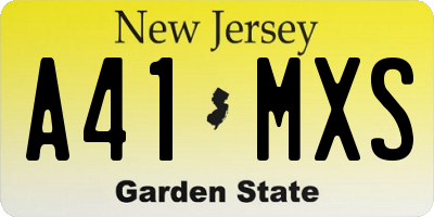 NJ license plate A41MXS
