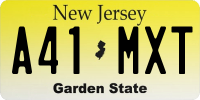 NJ license plate A41MXT