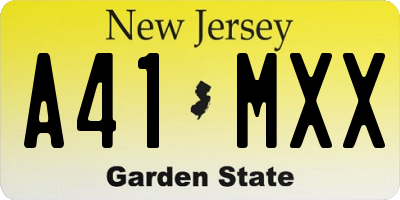 NJ license plate A41MXX