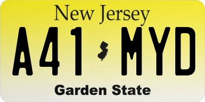 NJ license plate A41MYD