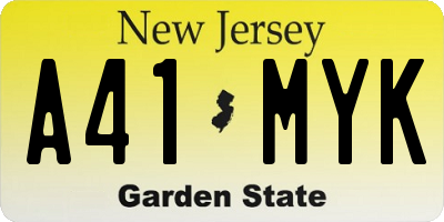 NJ license plate A41MYK