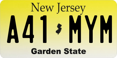 NJ license plate A41MYM