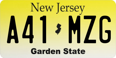 NJ license plate A41MZG
