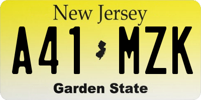 NJ license plate A41MZK