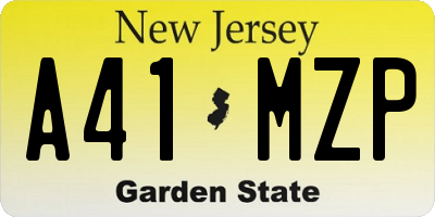 NJ license plate A41MZP