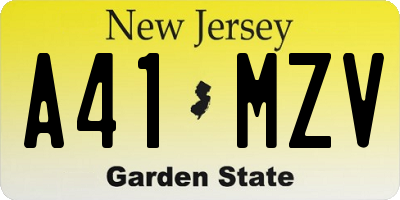NJ license plate A41MZV