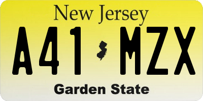 NJ license plate A41MZX