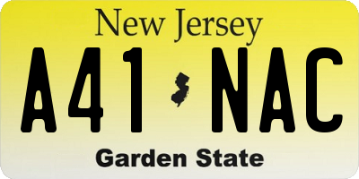 NJ license plate A41NAC