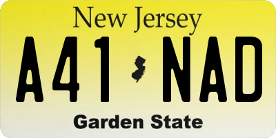 NJ license plate A41NAD