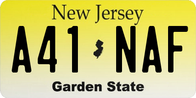NJ license plate A41NAF