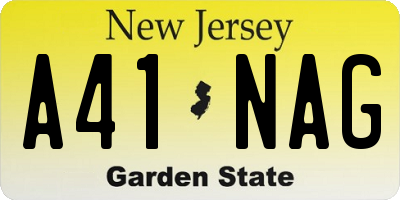 NJ license plate A41NAG