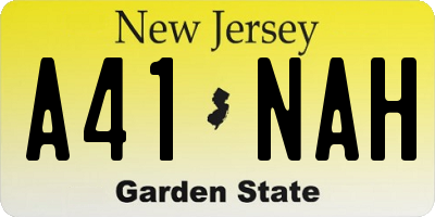 NJ license plate A41NAH