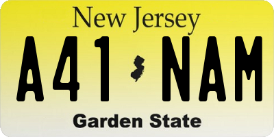 NJ license plate A41NAM