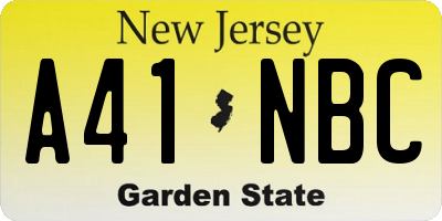 NJ license plate A41NBC