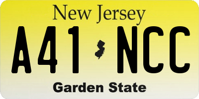 NJ license plate A41NCC