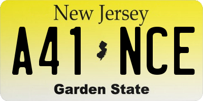 NJ license plate A41NCE