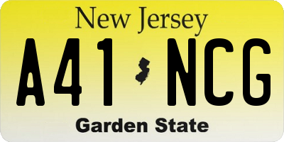 NJ license plate A41NCG