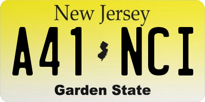 NJ license plate A41NCI