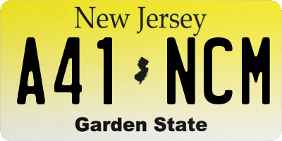 NJ license plate A41NCM