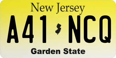 NJ license plate A41NCQ