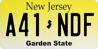 NJ license plate A41NDF
