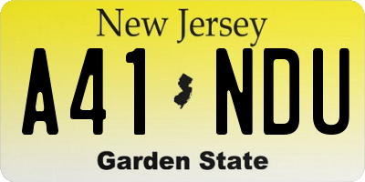 NJ license plate A41NDU