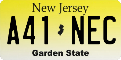 NJ license plate A41NEC