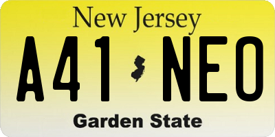 NJ license plate A41NEO