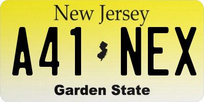 NJ license plate A41NEX