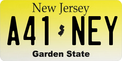 NJ license plate A41NEY