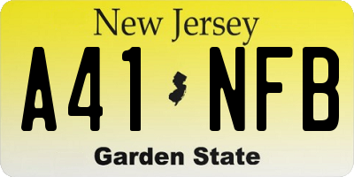 NJ license plate A41NFB