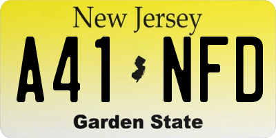 NJ license plate A41NFD
