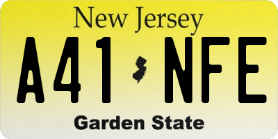 NJ license plate A41NFE