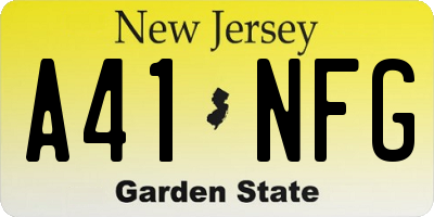 NJ license plate A41NFG