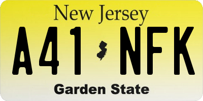 NJ license plate A41NFK