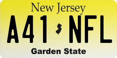 NJ license plate A41NFL