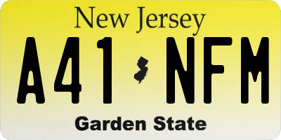 NJ license plate A41NFM