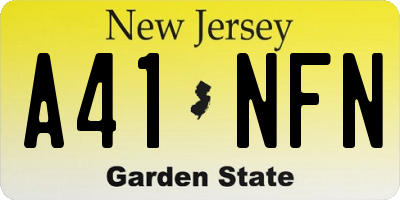 NJ license plate A41NFN