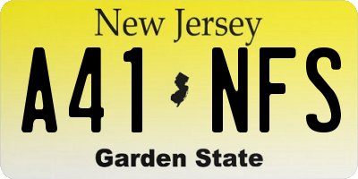 NJ license plate A41NFS