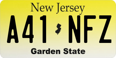 NJ license plate A41NFZ