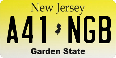 NJ license plate A41NGB
