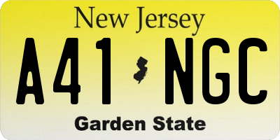 NJ license plate A41NGC