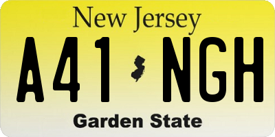 NJ license plate A41NGH