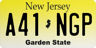 NJ license plate A41NGP