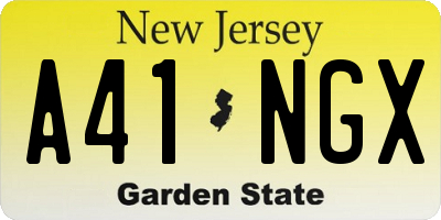 NJ license plate A41NGX