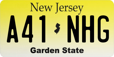 NJ license plate A41NHG