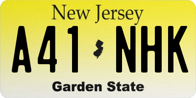 NJ license plate A41NHK