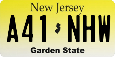 NJ license plate A41NHW